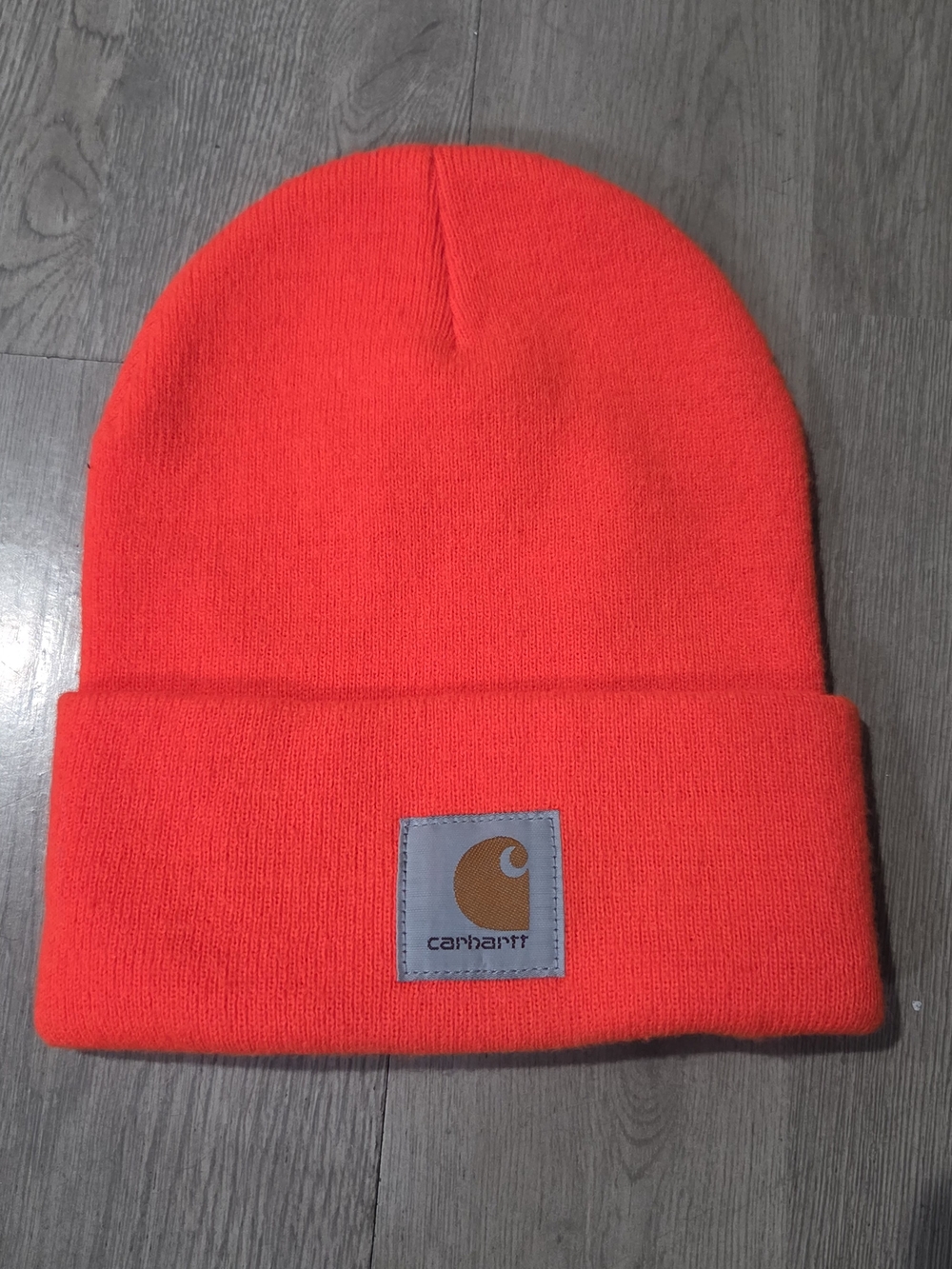 Carhartt Men’s Beanie Hat - Neon Orange with Logo Patch
